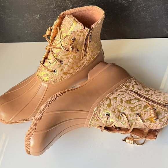 Sperry Saltwater Leo Jacquard Rose Women’s Duck Boots Size 12 Wet Weather - Picture 4 of 7